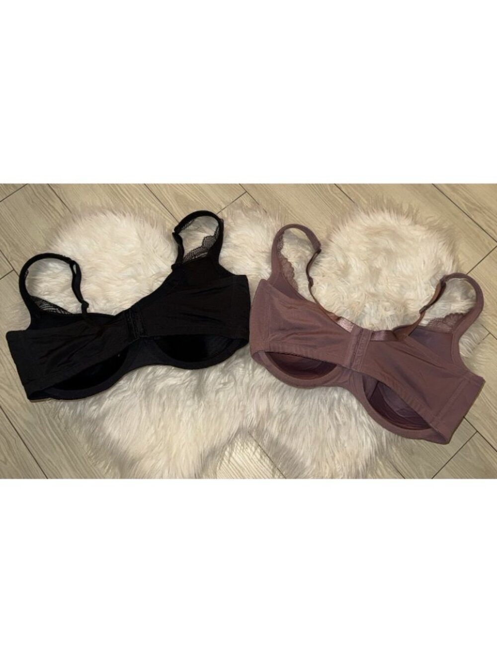 2 Cacique Lightly Lined Balconette Bras Lace Underwire Womens 38F Purple Black - Picture 3 of 6